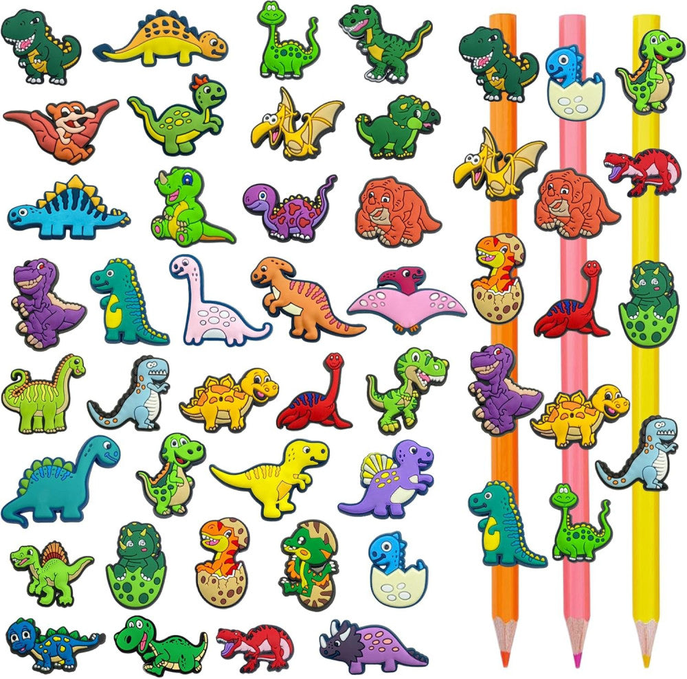 35 Pieces Pencil Toppers Cute Dinosaur Pencil Charms Pencil Clips Decorations Fo