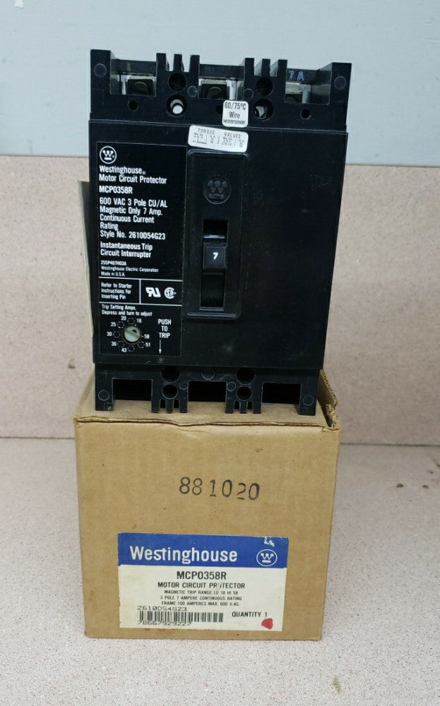 1) New Old Stock! Westinghouse Motor Circuit Protector MCP0358R 7 Amp