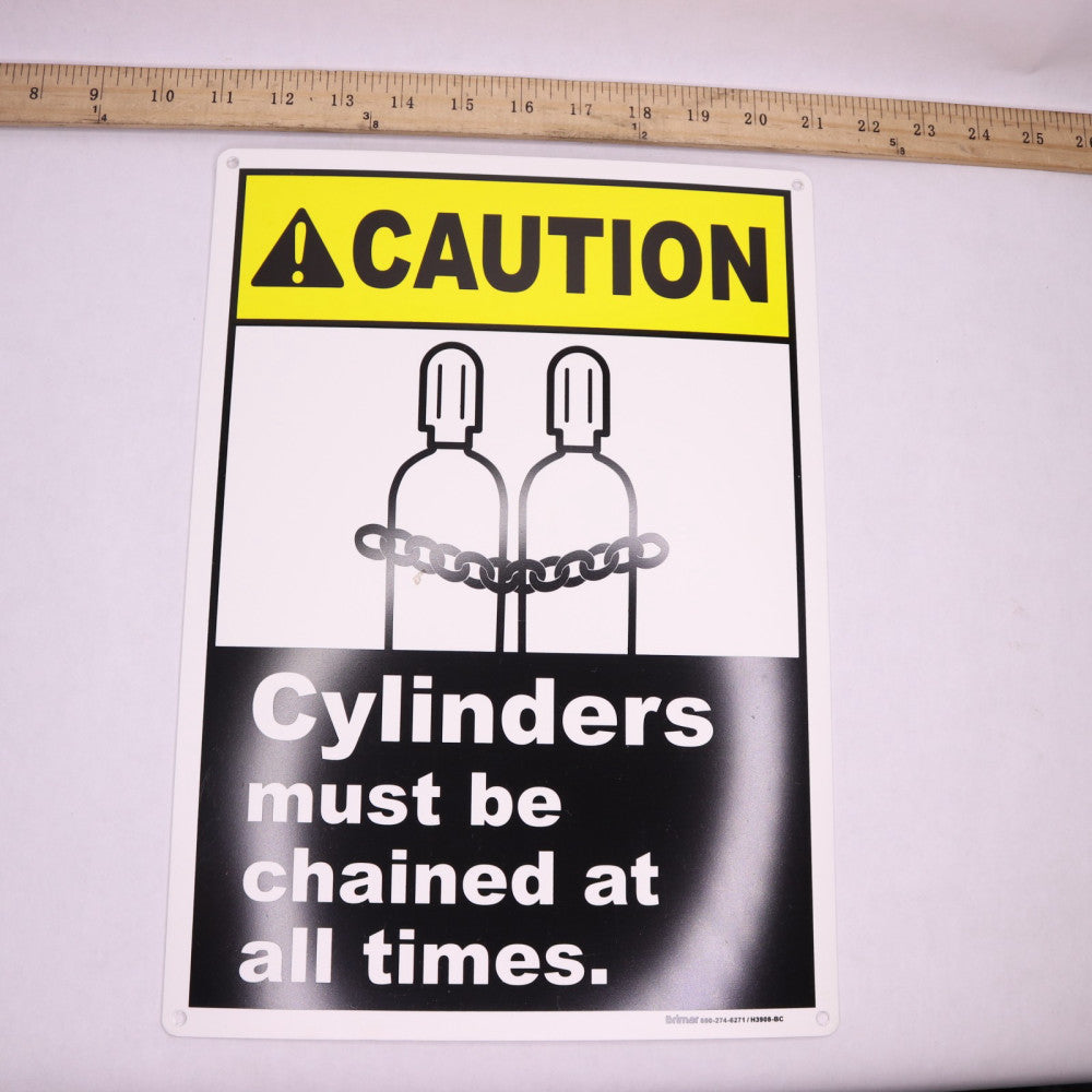 Brimar Caution Cylinders Must Be Chained At All Times Sign 10" x 14"