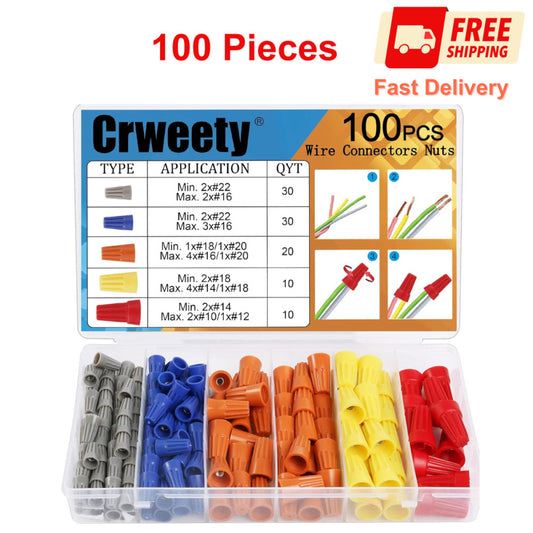 100Pcs Wire Connectors Nuts Electric Wire Caps Assortment Nuts Connection, Safe