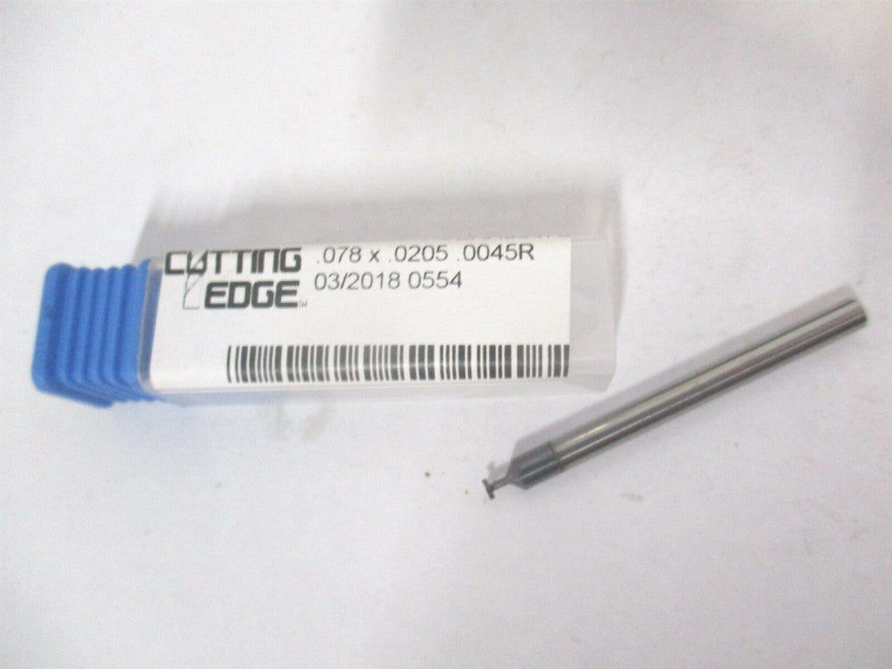 Cutting Edge (1070419R-CEAA00478) .078 x .0205 x .0045R 4F Carbide End Mill 5/64