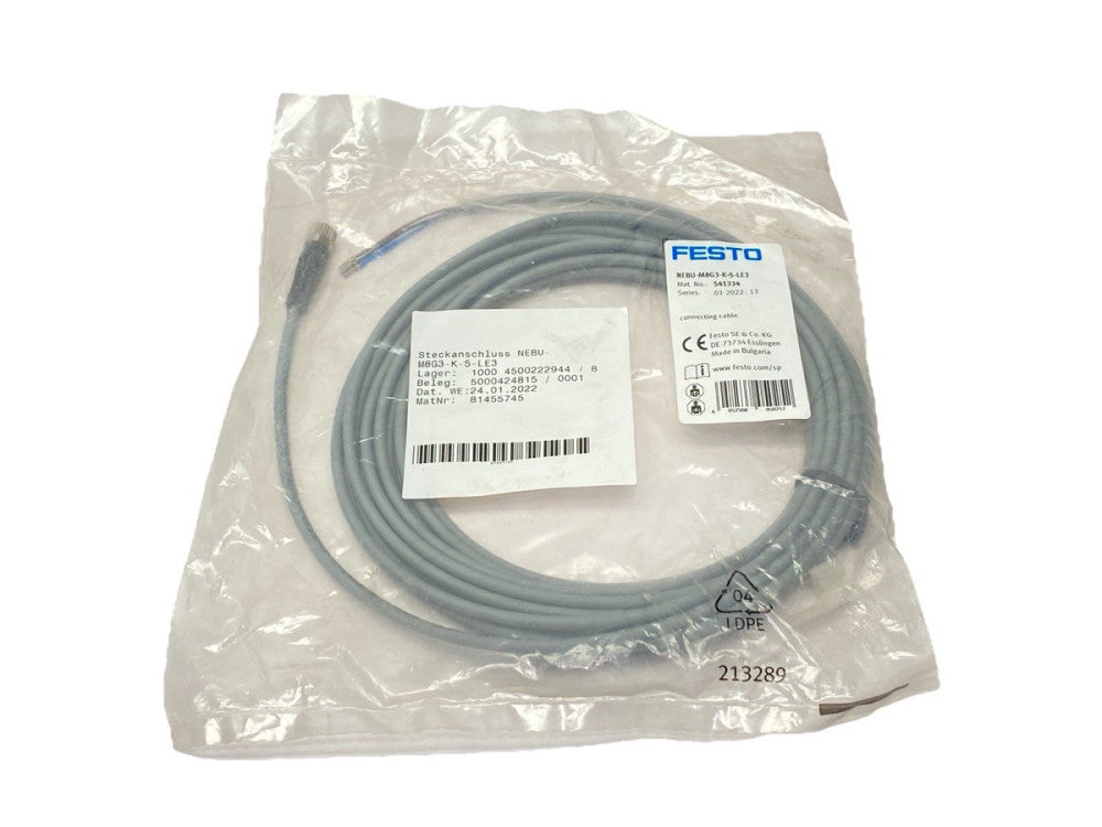 Festo NEBU-M8G3-K-5-LE3 Connecting Cable M8 3-Pin 5m 541334
