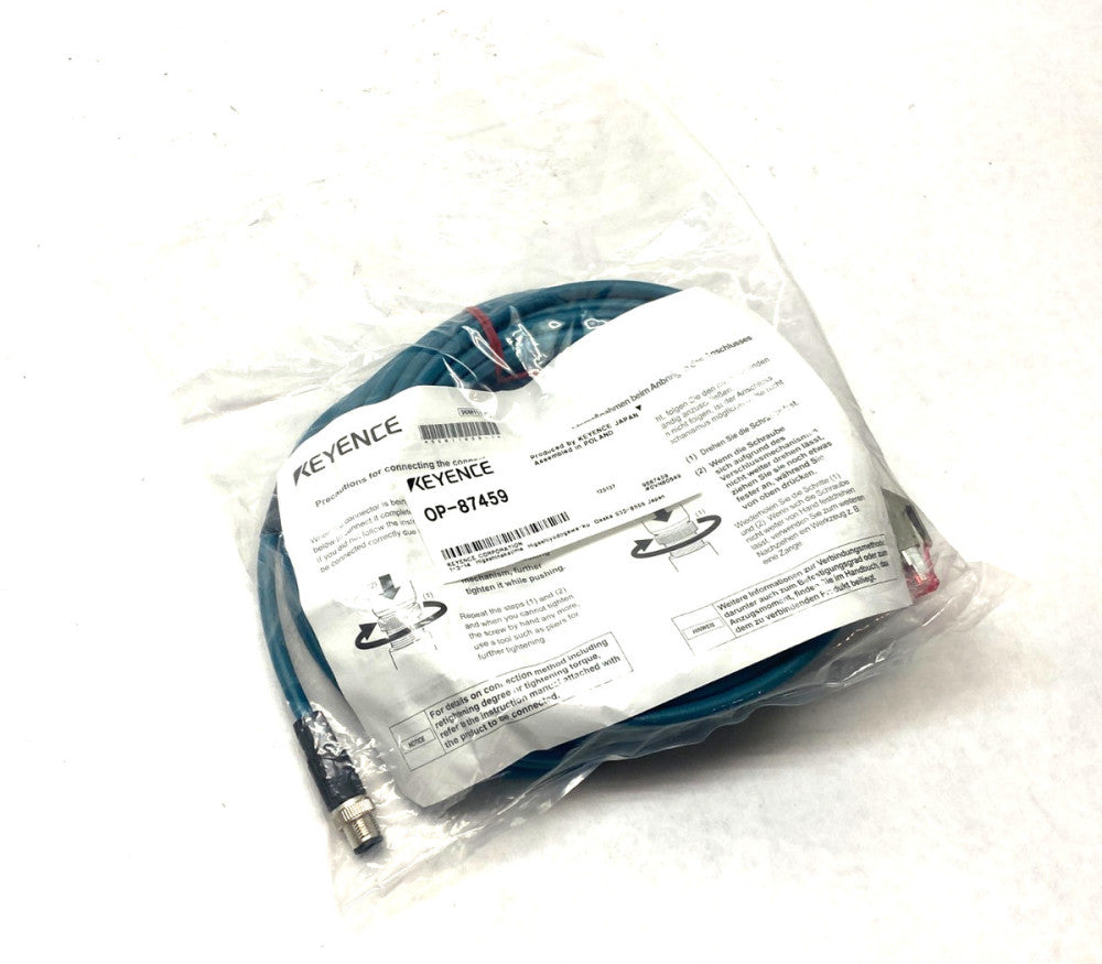 Keyence OP-87459 Ethernet Cable M14 4-Pin to RJ45 10m Length