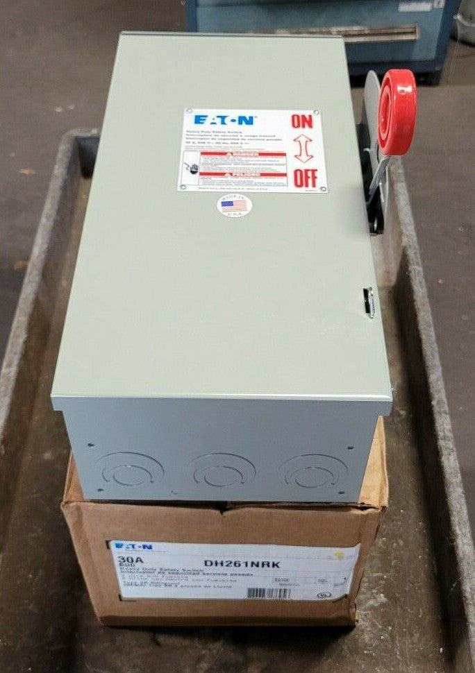 NEW EATON 30 AMP FUSIBLE SAFETY SWITCH W/ NEUTRAL 600 VAC 2 POLE DH261NRK