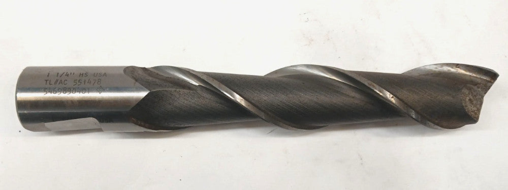 CLEVELAND 1-1/4 SOLID CARBIDE ENDMILL HS TL#AC 551478 2 FLUTES OAL 8-1/2 IN.