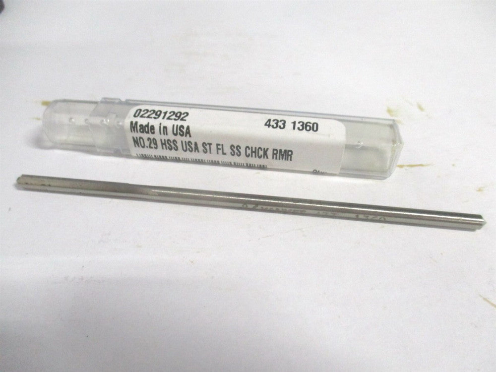 (433-0.1360) #29 1" x 4" OAL 4-Flute Straight Shank HSS RH Chucking Reamer 
