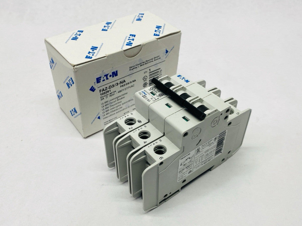 Eaton FAZ-D3/3-NA Circuit Breaker 3A 480Y/277VAC 3-Pole 102261