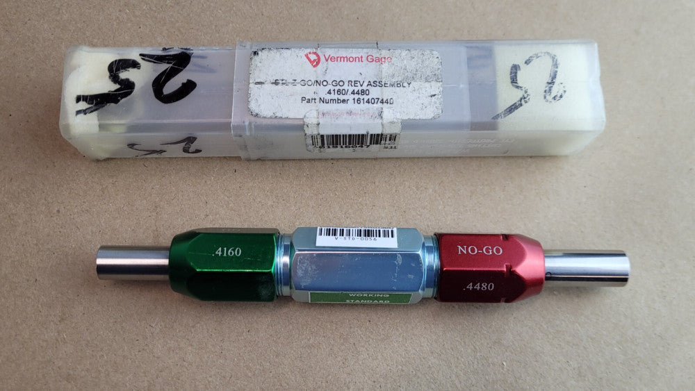 Vermont Gage V-STD-0056 .4160 .4480 Class Z Go / No Go Gage
