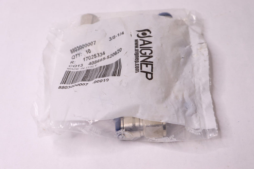 (10-Pk) Aignep Female Pipe Tube/MNPT Brass 3/8" 88030-06-04