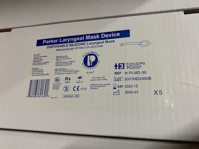(Box of 5) Parker H-PLMD-30 Silicone Laryngeal Mask Device Size 3, 20 ml 