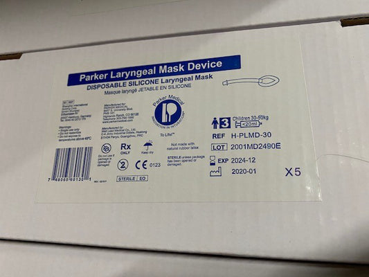 (Box of 5) Parker H-PLMD-30 Silicone Laryngeal Mask Device Size 3, 20 ml 