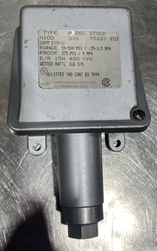 United Electric Controls Type H100 Model 376 Pressure Switch Nos Surplus No Box