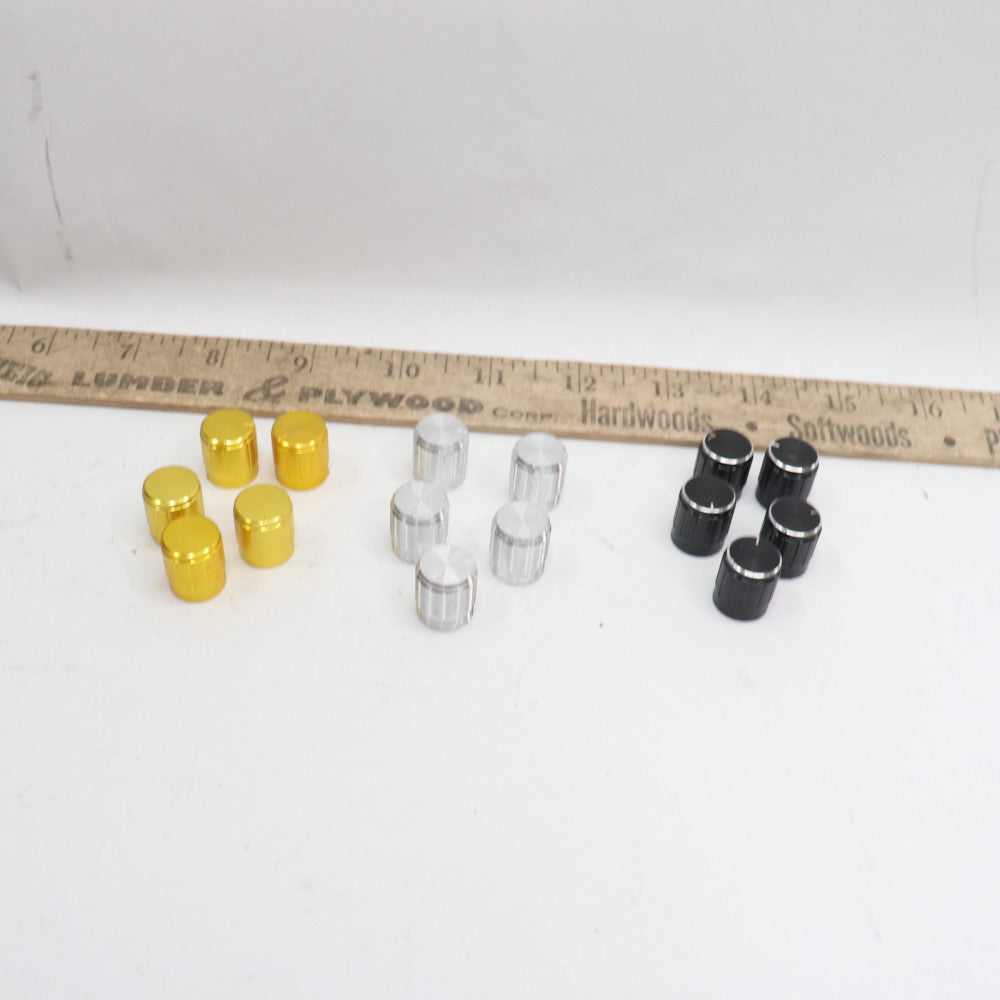 (15-Pk) Rotary Encoder Knobs Silver/Black/Gold