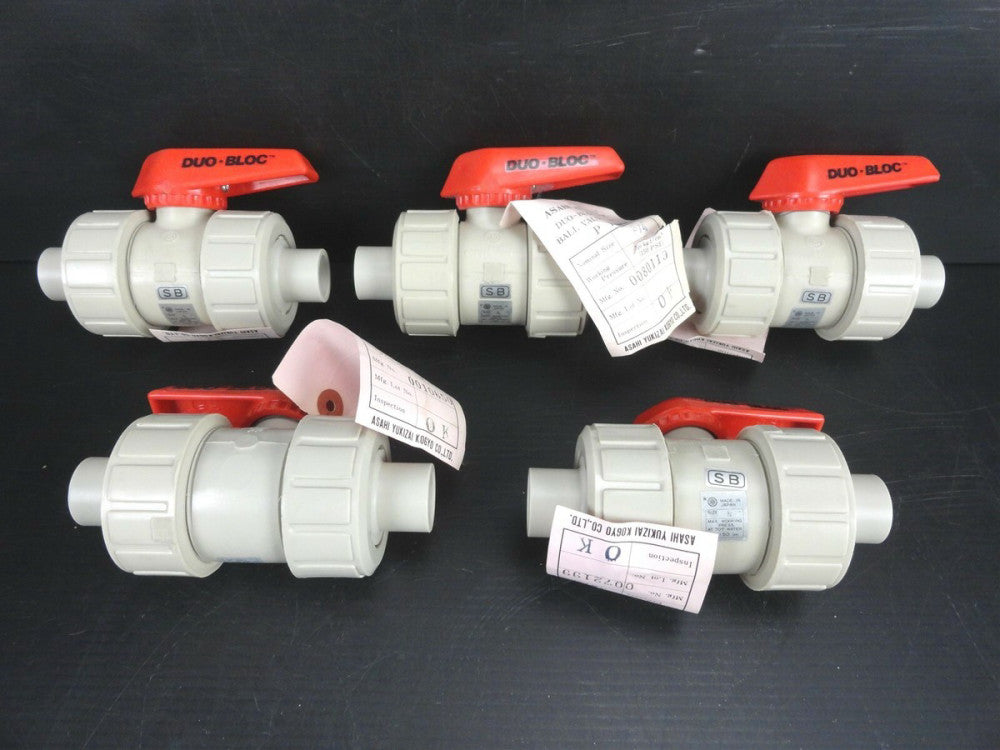 (Lot of 5) ASAHI - True Union 3/4" DUO-BLOC Ball Valve 150PSI / EPDM Seals