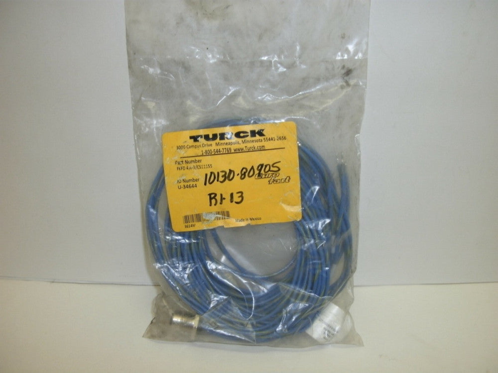 TURCK FKFD 4.4-3/CS11155 CORDSET 4 POLE FEMALE STRAIGHT 3M U-34644 NEW IN BAG