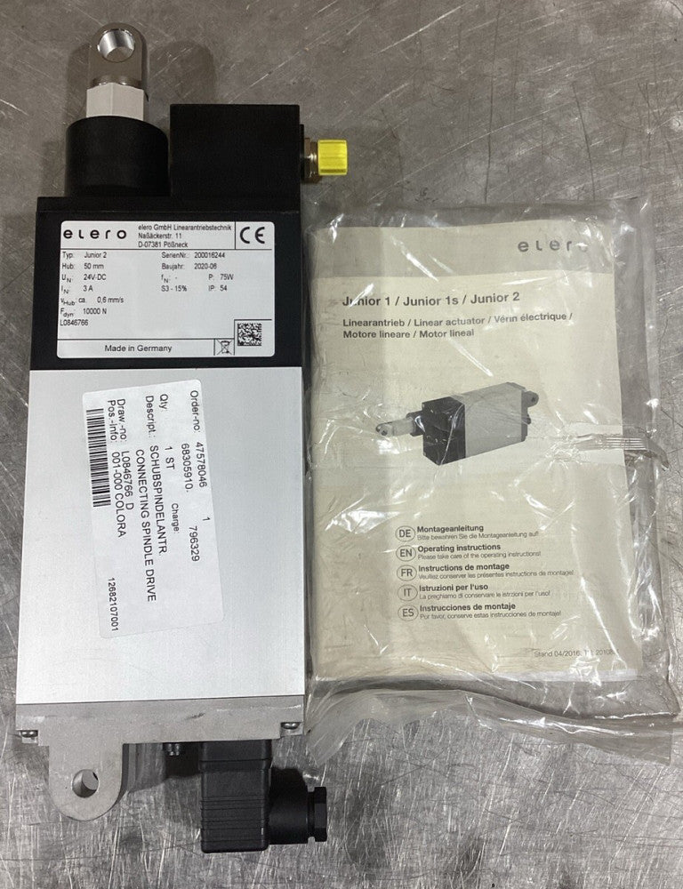 Elero D-07381 Type Junior 2 Linear Acutator 6.0A 24VDC Class IP 54 10-50°C (L#2)