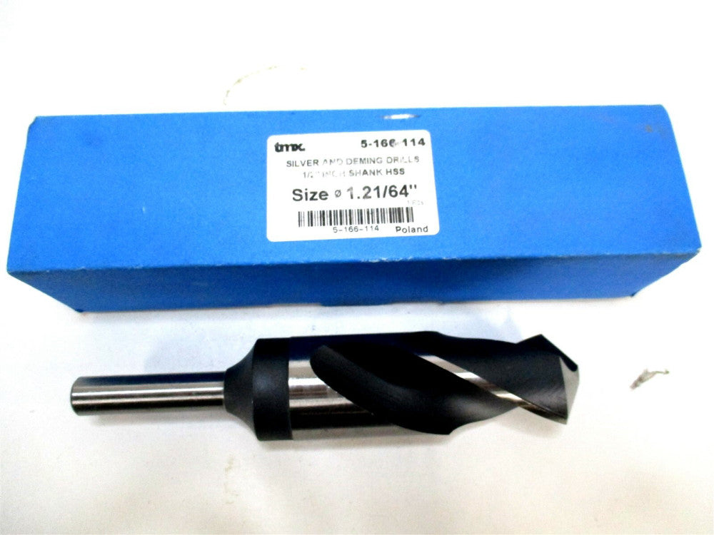 TMX (5-166-114) 2-21/64 x 1/2 x 3 x 6 2-Flute 118° HSS Silver & Deming Drill