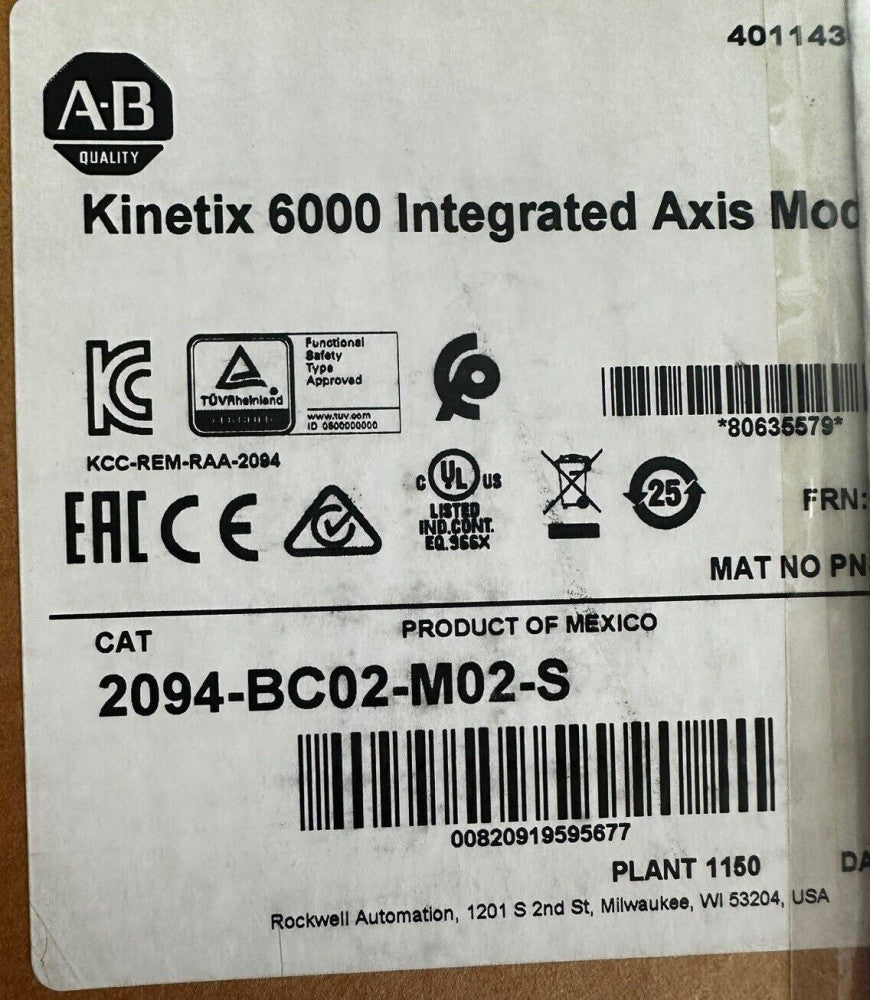 Brand New Allen Bradley 2094-BC02-M02-S /A Kinetix 6000 AXIS MODULE 2094BC02M02S