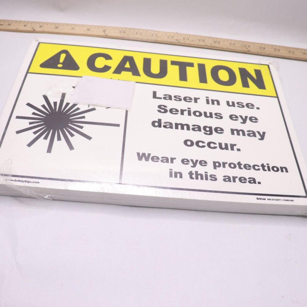 Brimar Caution: Laser In Use Serious Eye Damage May Occur Landscape Sign 14x10"