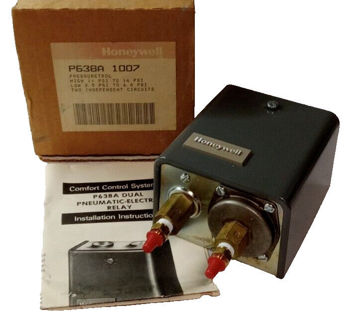 NEW HONEYWELL PRESSURETROL PNEUMATIC RELAY 14-16 PSI HI 2.5-6 PSI LO  P638A1007