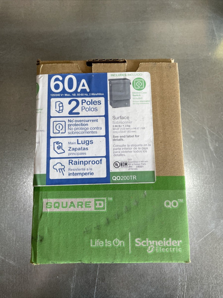 1- Square D QO200TR, 60 Amp, 240 Volt, 1PH 3W, NEMA 3R, Disconnect - NEW-B