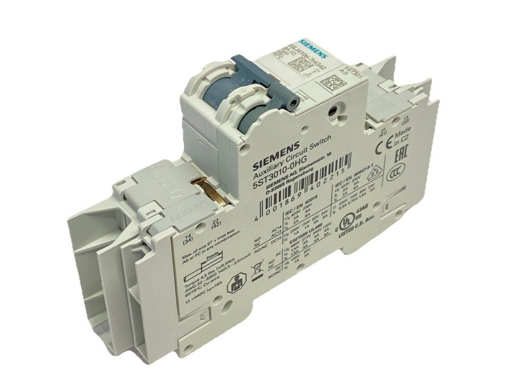 Siemens 5SJ4106-7HG42 Circuit Breaker 1P 6A 277VAC/480V w/ 5ST3010-0HG Switch