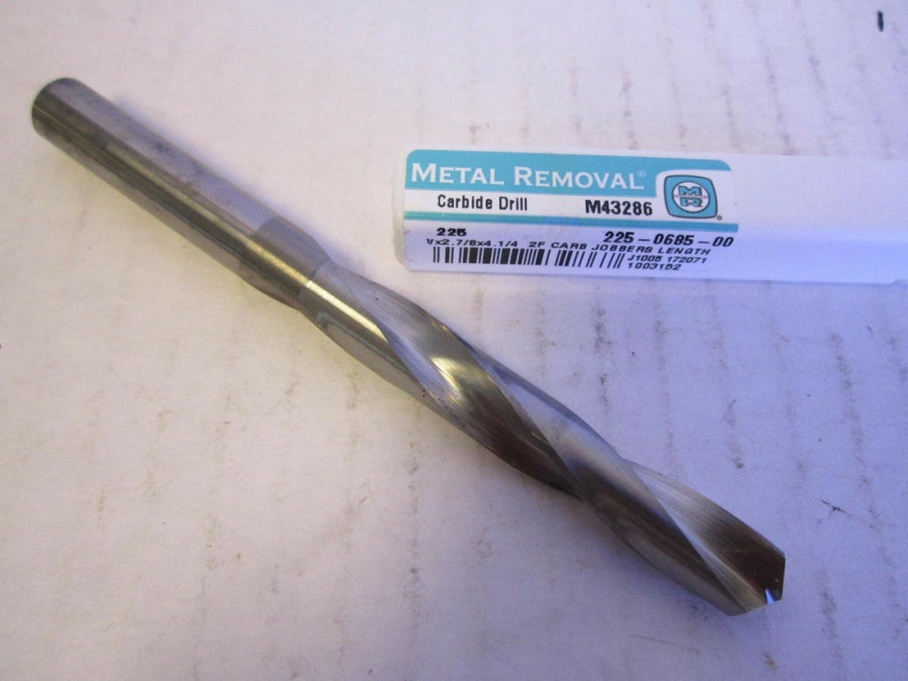 Metal Removal (M43286) V x 2-7/8 x 4-1/4 Carbide 2-Flute Jobber Length Drill Bit