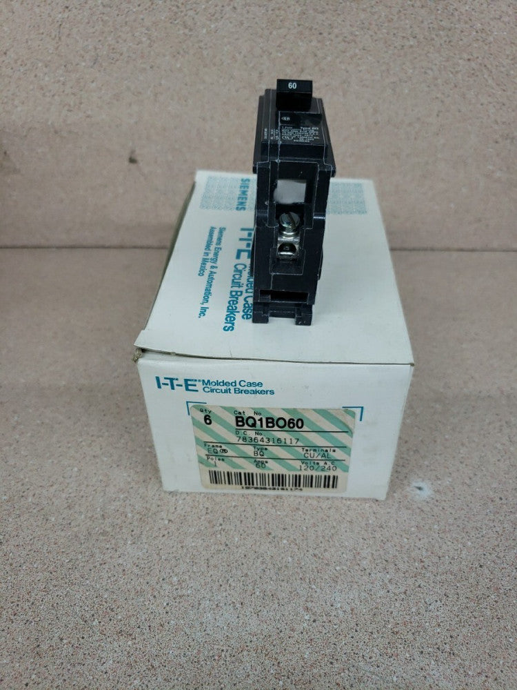 1 BREAKER NEW ITE BQ1-B060 60 Amp 1 Pole Type BQ Breaker Gould 120VAC Bolt On