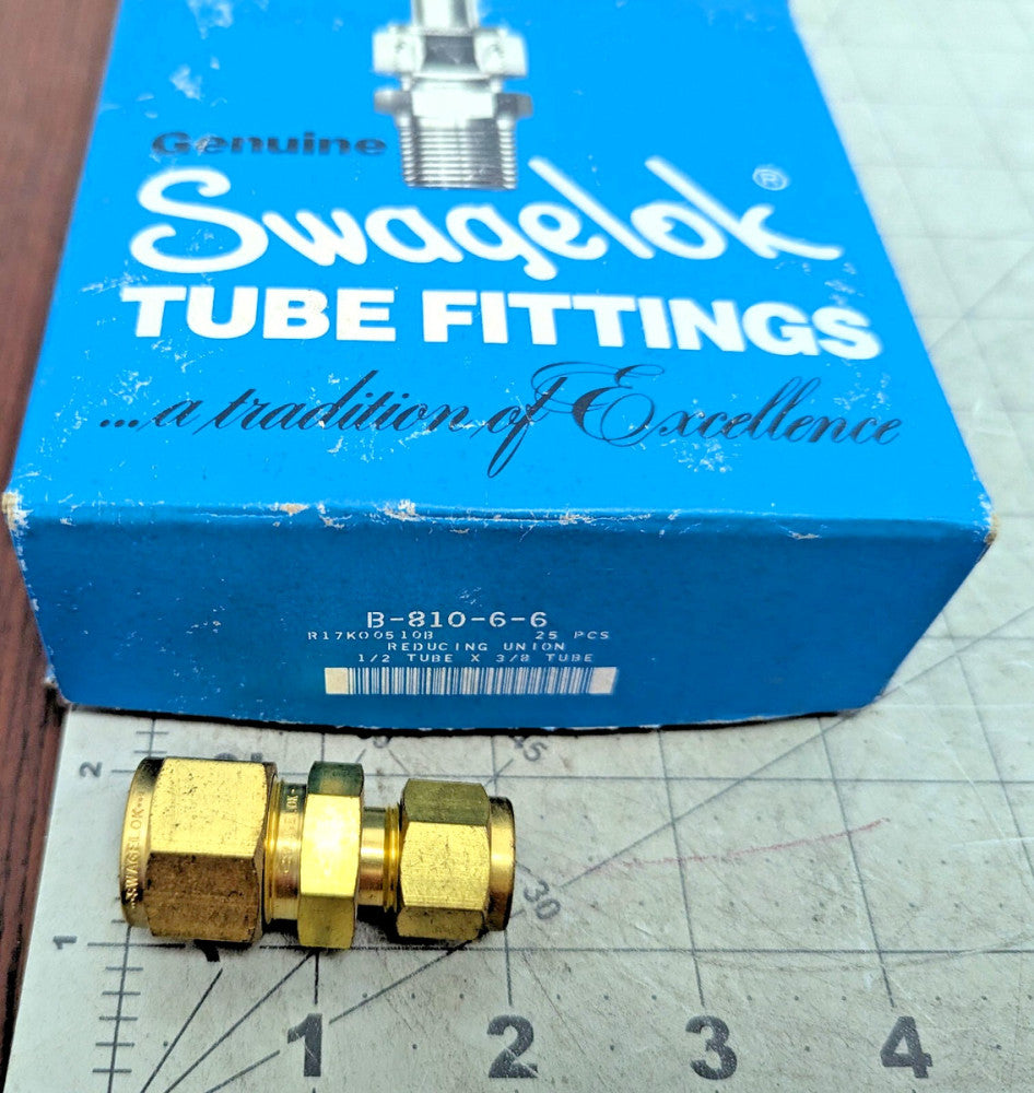1  Swagelok B-810-6-6 Tube Fitting, Reducing Union 1/2 in x 3/8 in Tube OD [OF5]
