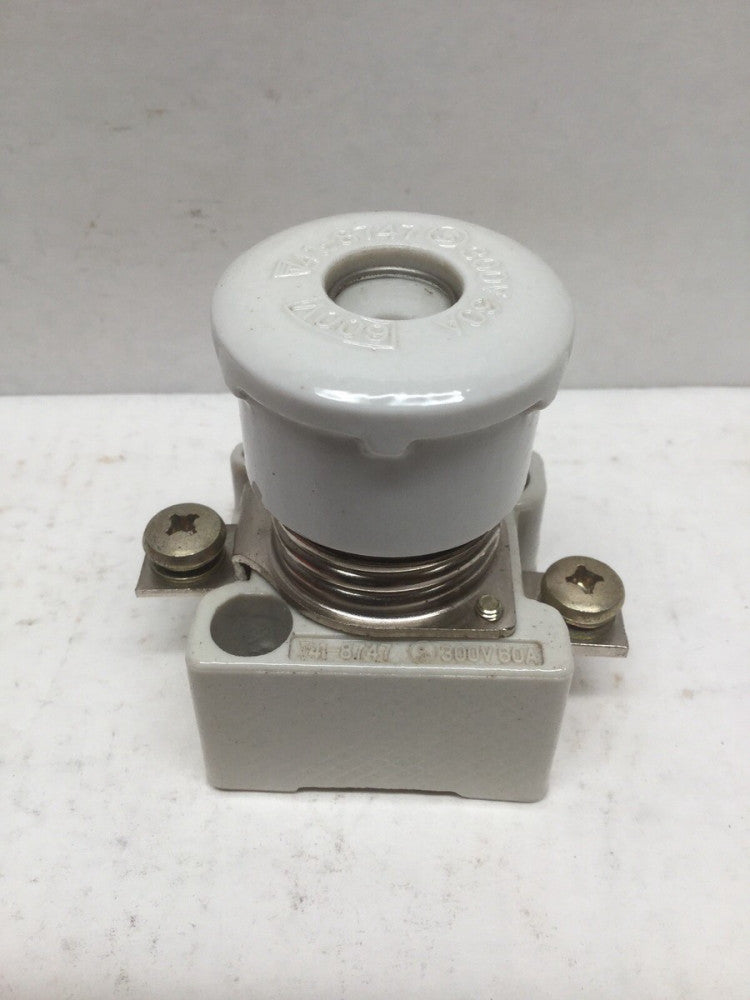 FUJI 41-8747 Ceramic Fuse Holder, 300V 60A, 600V 60A Type AF 60 W/ Fuji BLA060