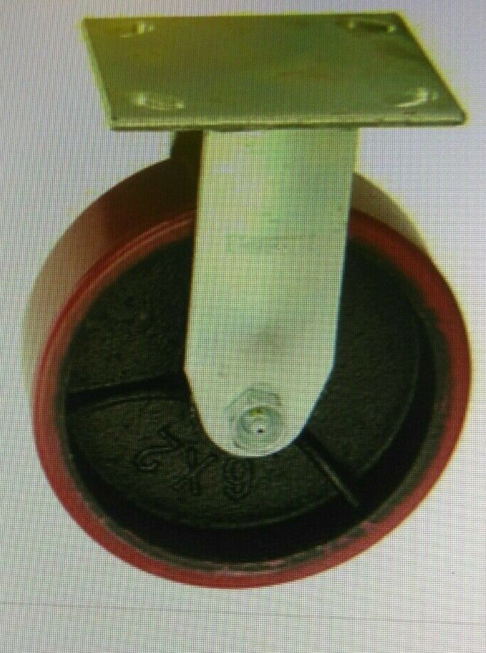 (2) 6" x 2" Roller Bearing Red Polyurethane PU on Cast Iron Wheel Zinc Caster