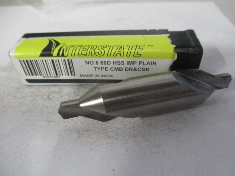 (15640000800000) #8 60° 3/4" x 3-1/2" OAL HSS Combo Drill & Countersink 