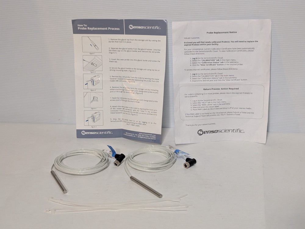 Pair of SensoScientific SRS7 Flat RTD Sensor Probe 10ft Cable -10C 35C