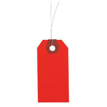 Zoro Select 4Wkx2 2-7/8" X 5-3/4" Red Paper Wire Tag, Includes 12" Wire, Pk1000