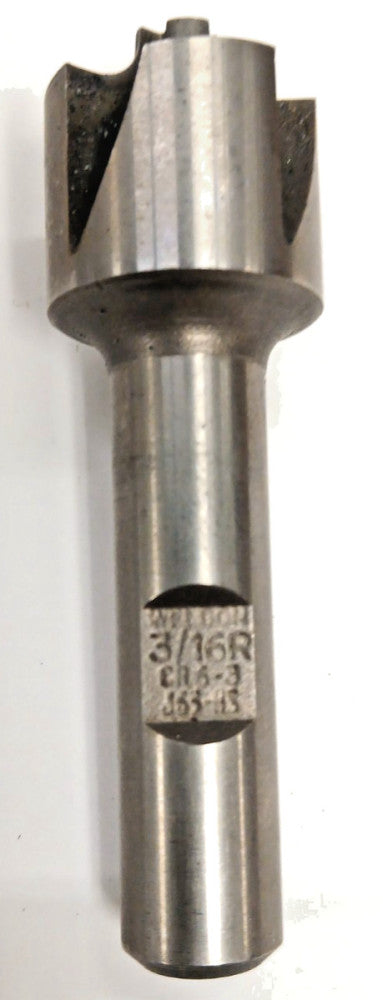 WELDON CORNER ROUNDING ENDMILL 3/16 RADIUS HS 4 FLUTE MILL DIA 7/8" OAL 3" CR6-3