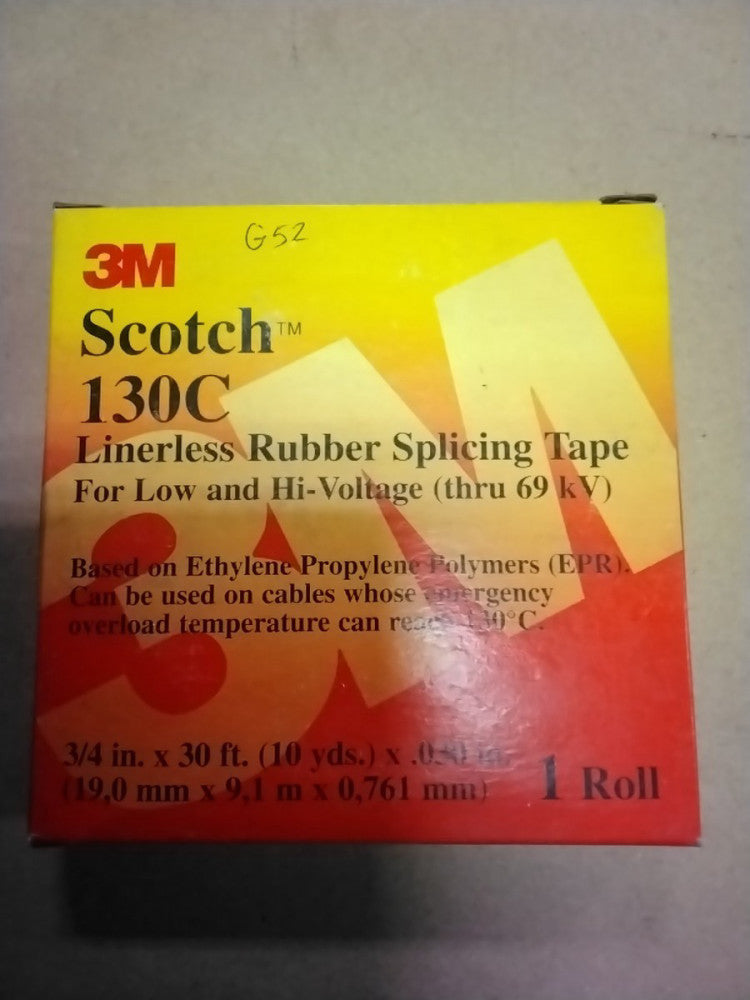 3M Scotch 130C Linerless Rubber Splicing Tape 3/4" X 30 ft (10 Yds) X .030"