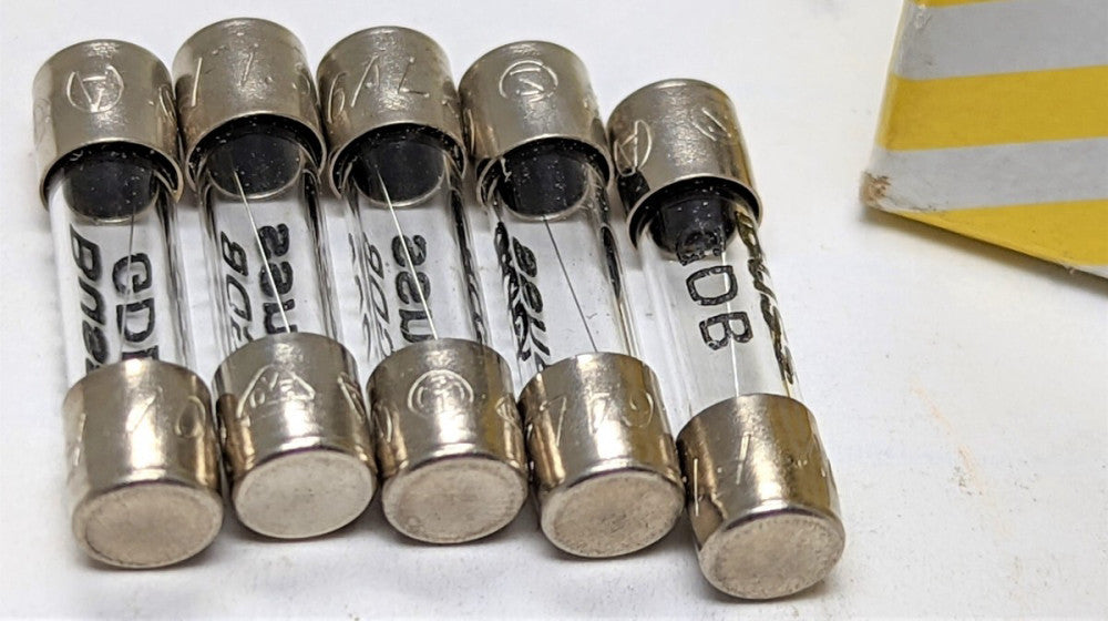 (5) Buss GDA-1.6A, 1.6A @ 250V, GLASS Fast-Acting (Fast Blow) Fuses [BX2]
