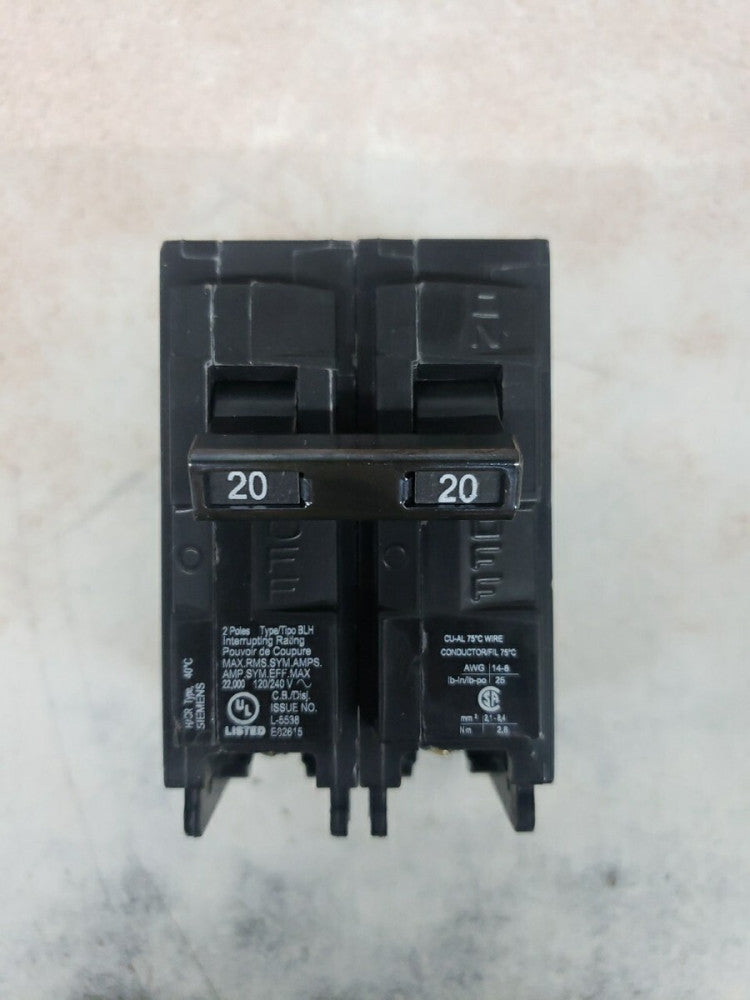 1 New Take Out! Siemens B220H, 2-Pole 20A 120/240V 60hz Circuit Breaker 
