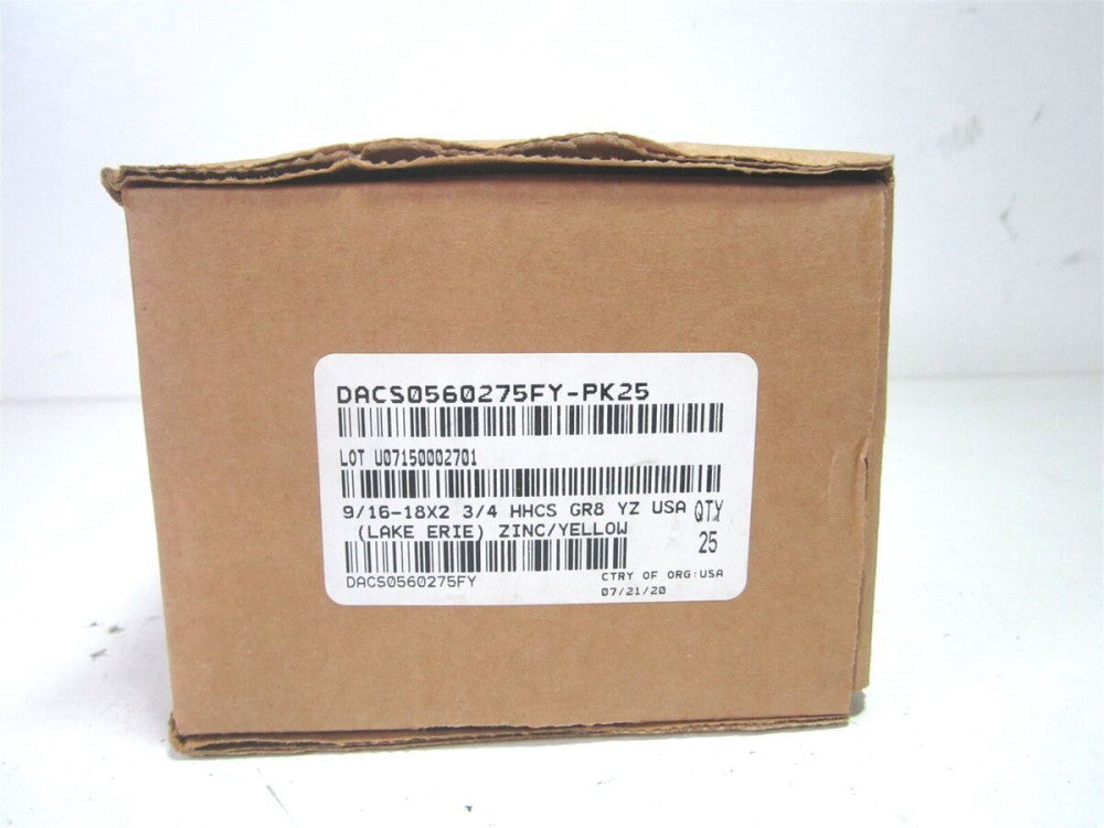 (HFI805602751LE-025BX) 9/16-18, 2-3/4″ Grade 8 Steel Hex Head Cap Screw - Qty 25