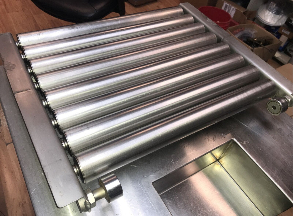 Short Stainless Steel 8-Roller Conveyor  1.9"Dia X 18-3/8"L Rollers