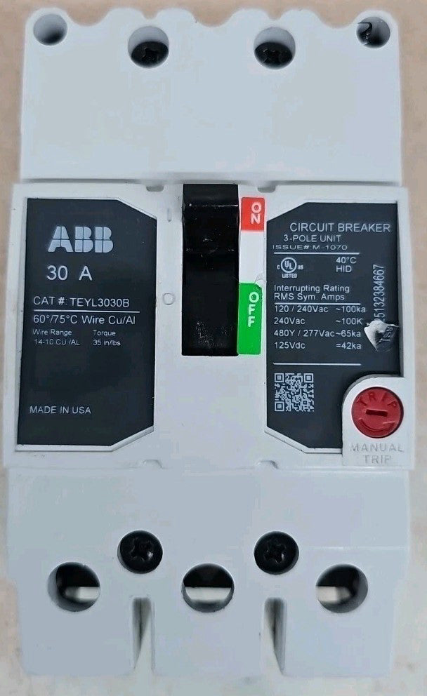 1) New Take Out GE  TEYL3030B Circuit Breaker 30 Amp 480/277V See pics