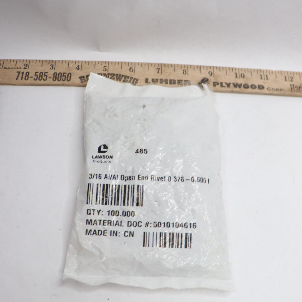 (100-Pk) Lawson Open End Rivet Dome Head Aluminum 3/16" 485