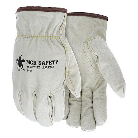 Mcr Safety 3460L Leather Gloves, Grain Pigskin Leather Palm, Shirred Slip-On