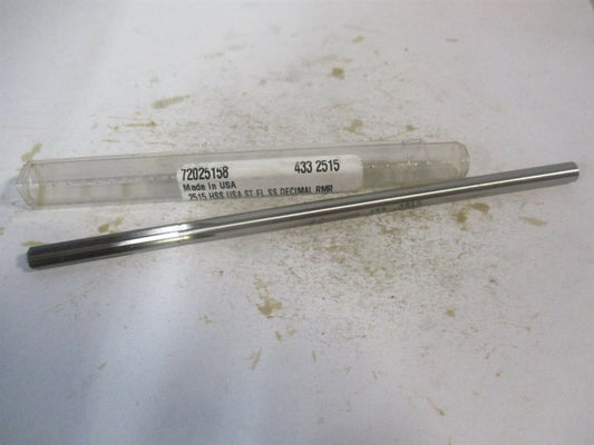(433-0.2515) 0.2515" x 1-1/2" x 6" Straight Shank HSS 6-Flute Chucking Reamer 