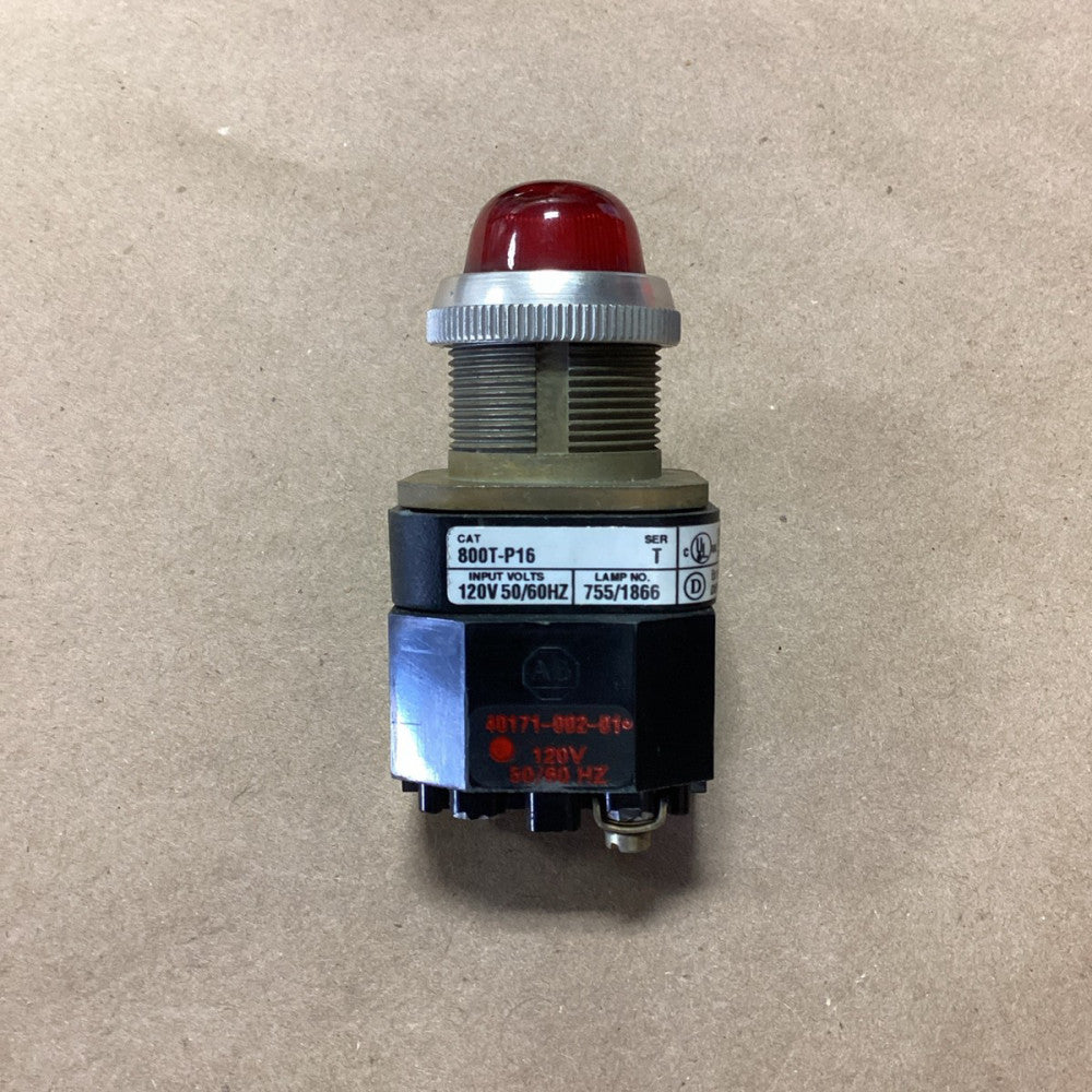 Allen Bradley 800T-P16 Red Illuminated Light Ser. T 120V 50/60 HZ 