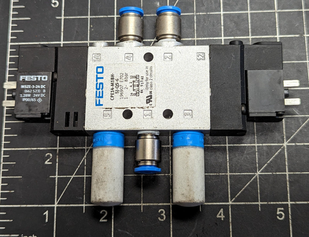 Festo 196907 / CPE14-M1BH-5J-QS-6 Pneumatic Solenoid Valve WORKING PULL [A4BA]