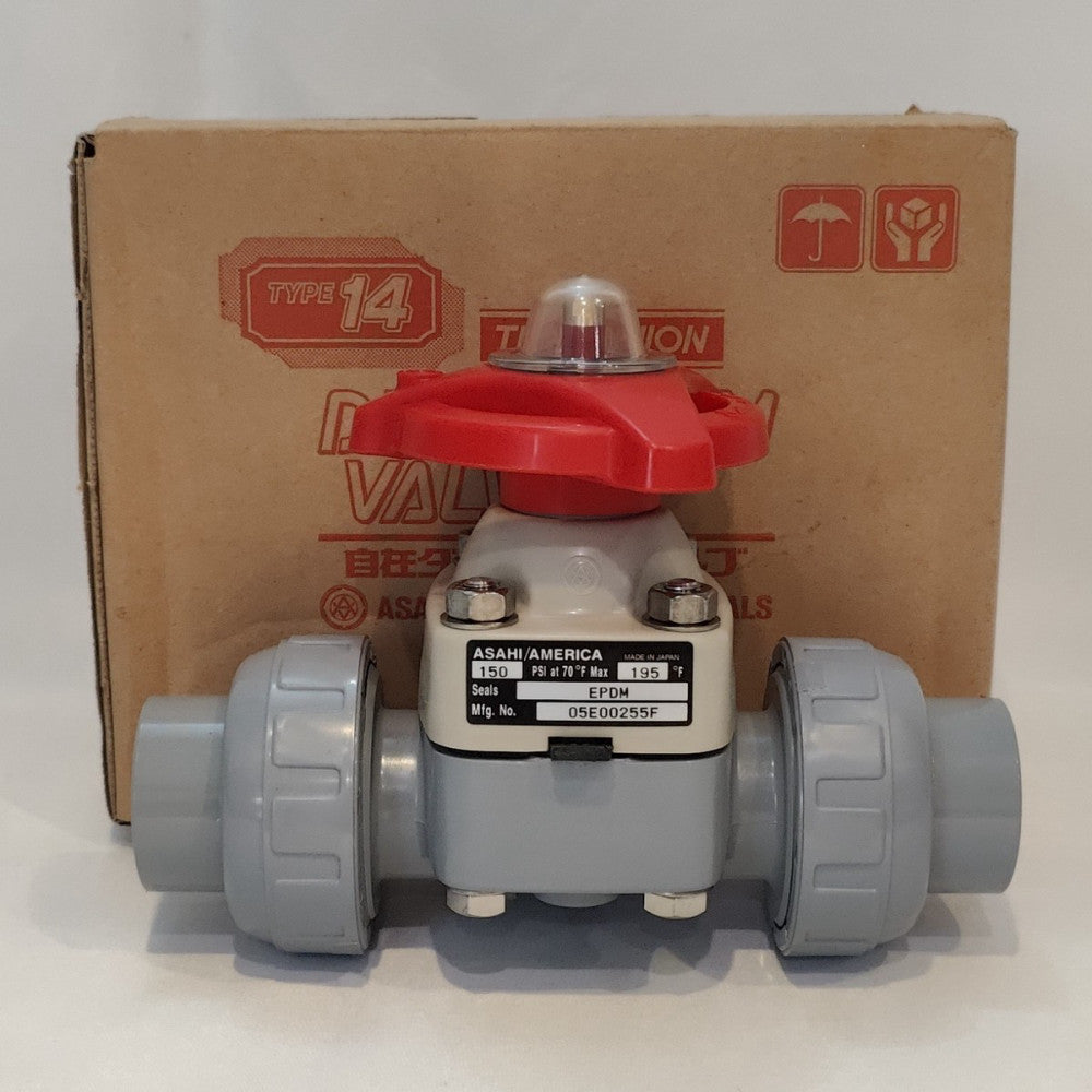 1” Asahi CPVC True Union Socket Diaphragm Valve Type 14 EPDM 05E00255F