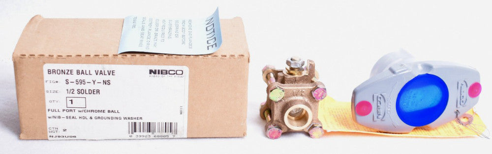 Nibco 1/2" Full Port Caged Sweat Solder Bronze Ball Valve  S-595-Y-NS