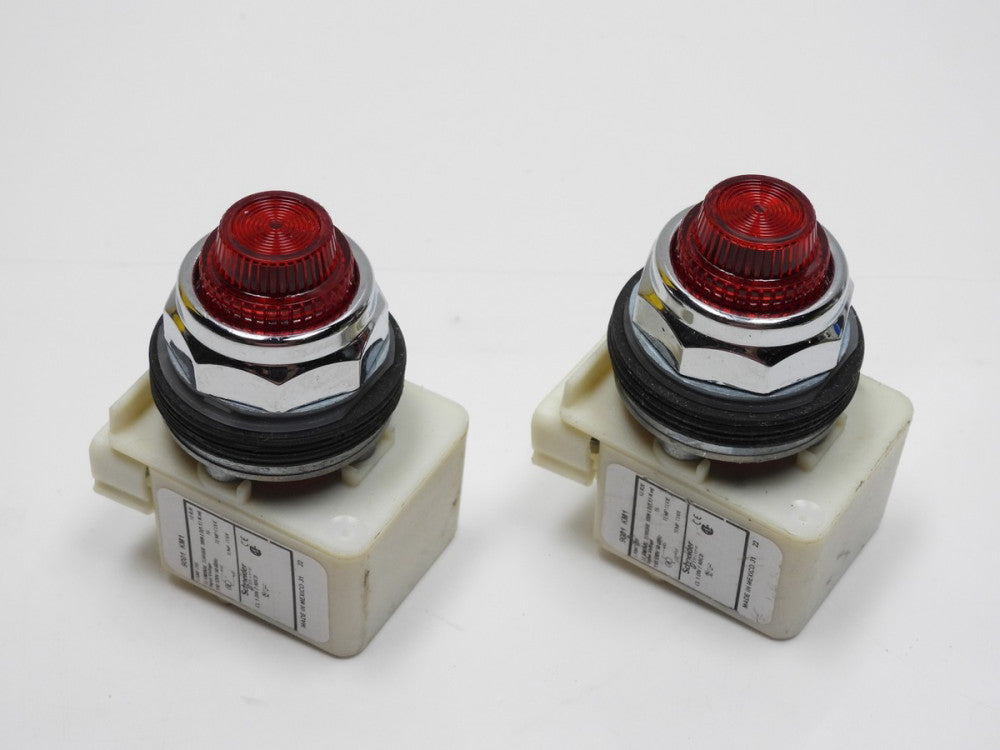 (Lot of 2) Schneider 9001KM1 Lamp 755 RED Pilot Light