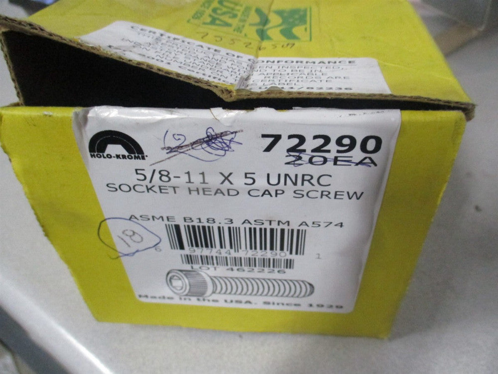 Holo-Krome (72290) 5/8-11 UNC Alloy Steel Hex Socket Cap Screw - Pack of 18 